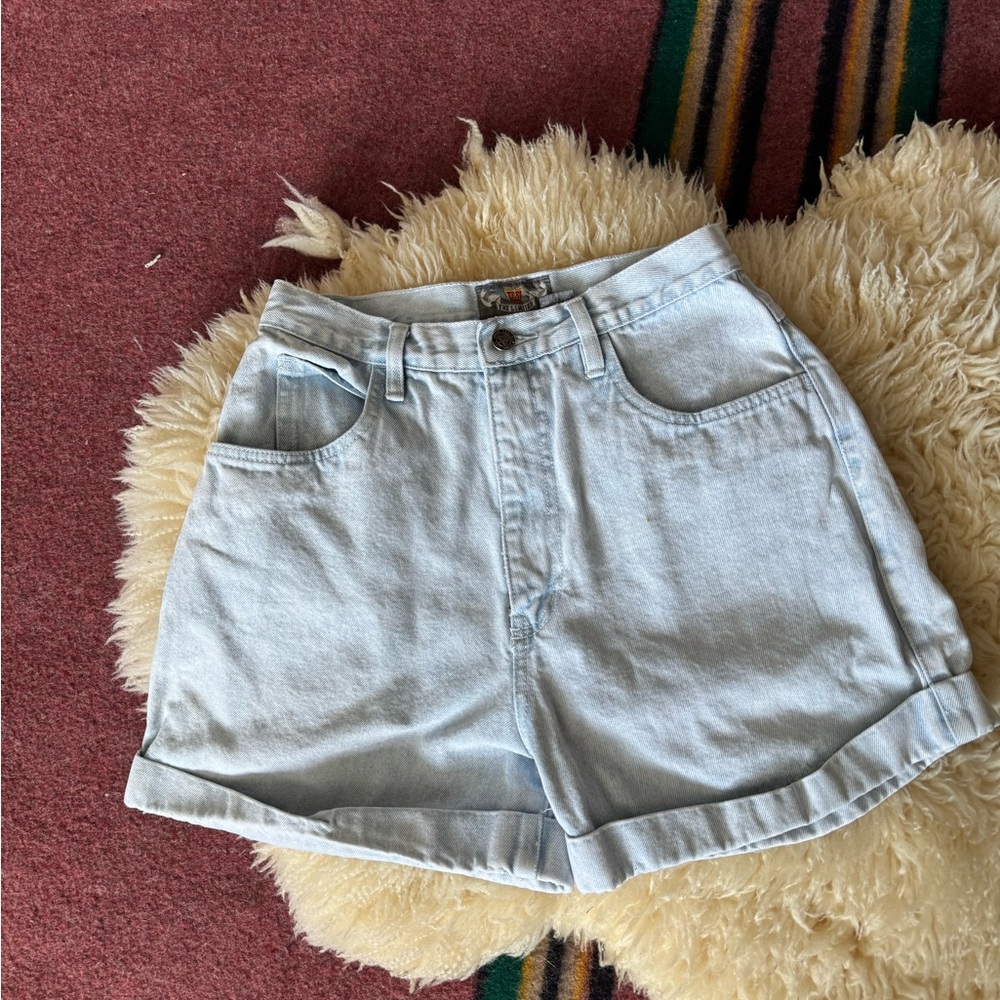 Vintage The Limited Light Blue High-Rise Cuffed Denim Shorts 90s light wash